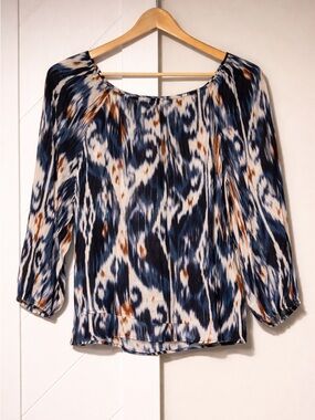 Liverpool Los Angeles Ikat Print Off Shoulder Blouse Size M
